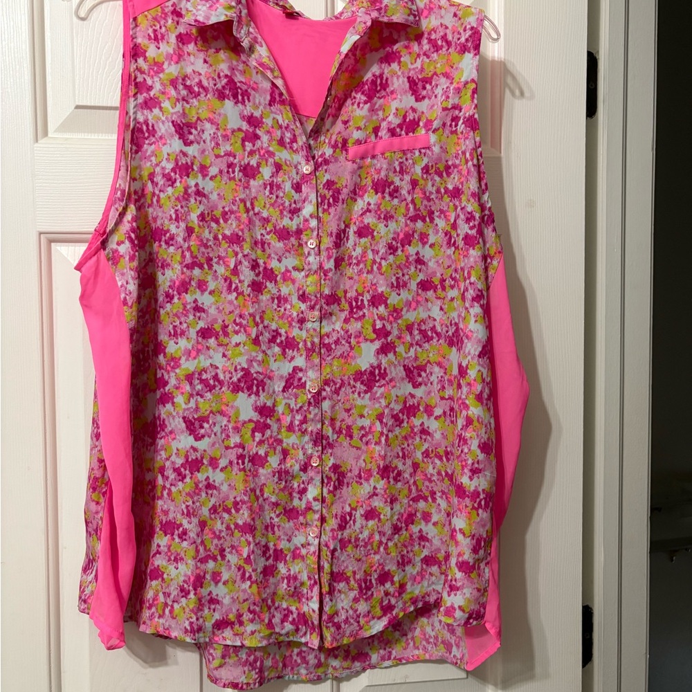 Floral Pink Sleeveless Women's Top